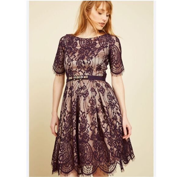 Eliza J Dresses & Skirts - Eliza J. Lace Plum Cocktail Dress Size 6‎ D41